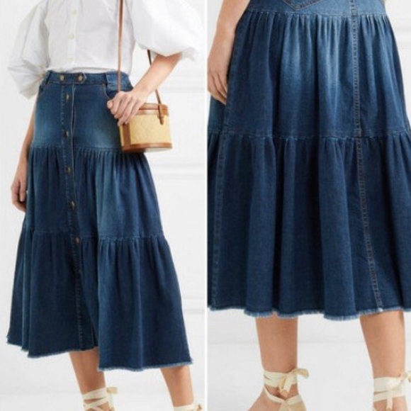 DENIM PEASANT/PRARIE MIDI SKIRT🦋 - Picture 7 of 8